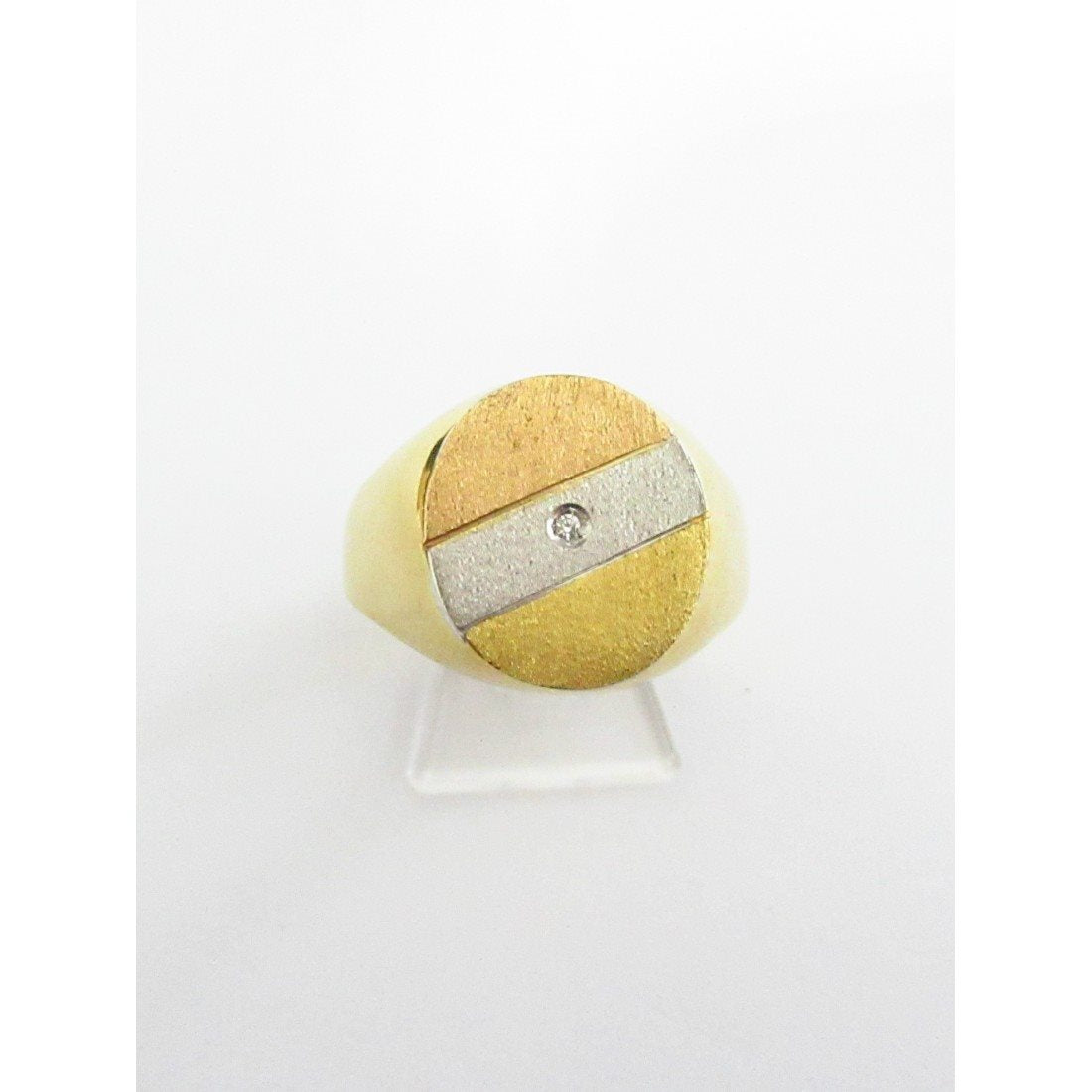 Anello uomo Damiata Gioielli in oro bianco, giallo e rosè con un diamante 2155/102