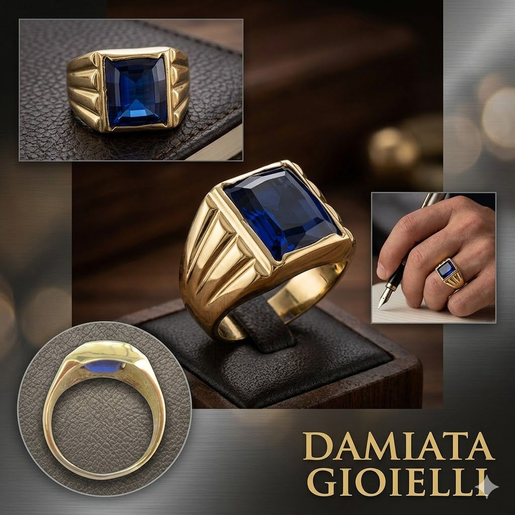 Anello uomo Damiata Gioielli in oro giallo con quarzo 2155/102/3