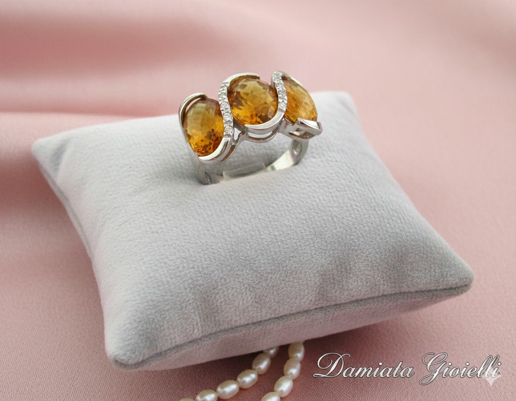 Anello donna Damiata Gioielli in oro bianco, quarzi e zirconi 2158/102