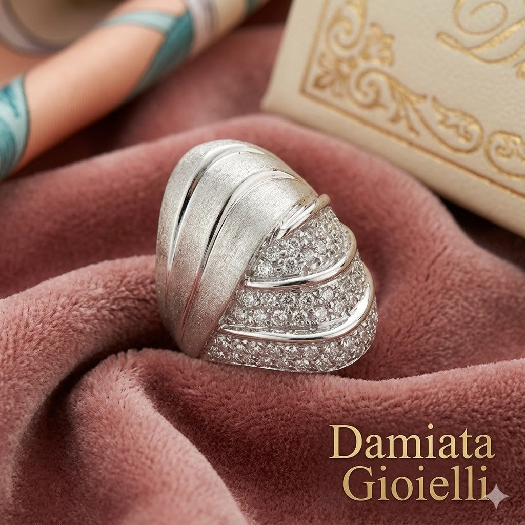 Anello fantasia donna Damiata Gioielli in oro bianco con zirconi 2175/102/1