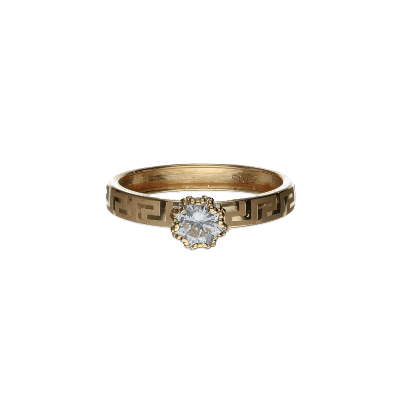 Anello con greca donna Damiata Gioielli in oro giallo e zircone 218/102/4