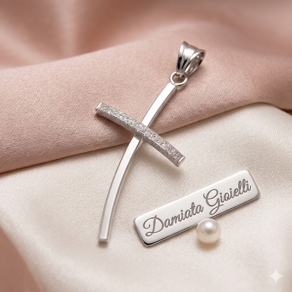 Ciondolo a croce donna Damiata Gioielli in oro bianco 218/102/10