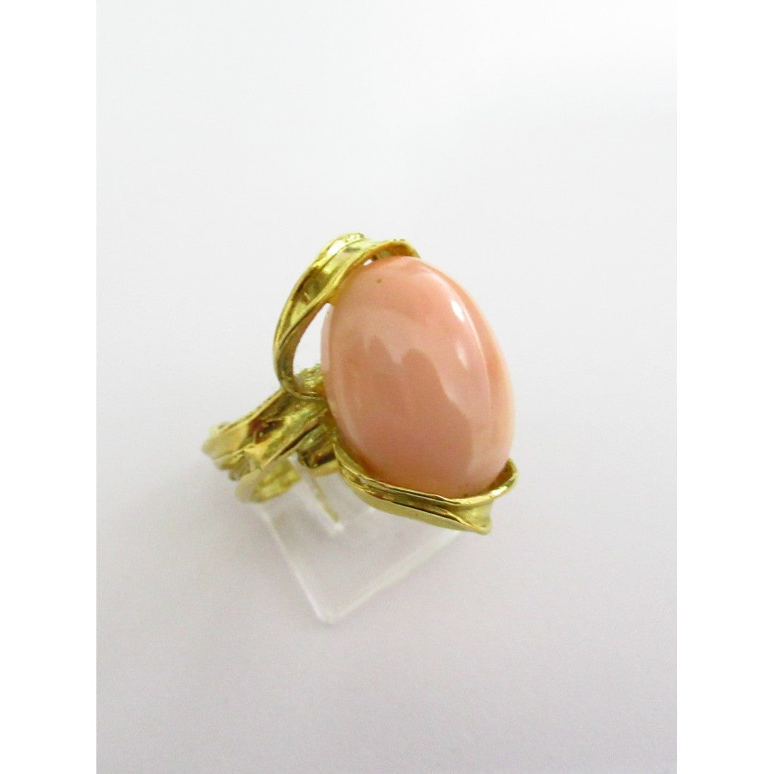Anello fantasia donna Damiata Gioielli in oro giallo con corallo rosa 2185/102/1