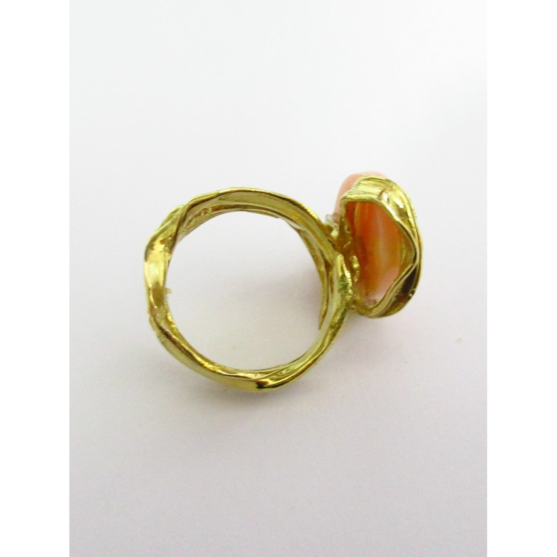 Anello fantasia donna Damiata Gioielli in oro giallo con corallo rosa 2185/102/1