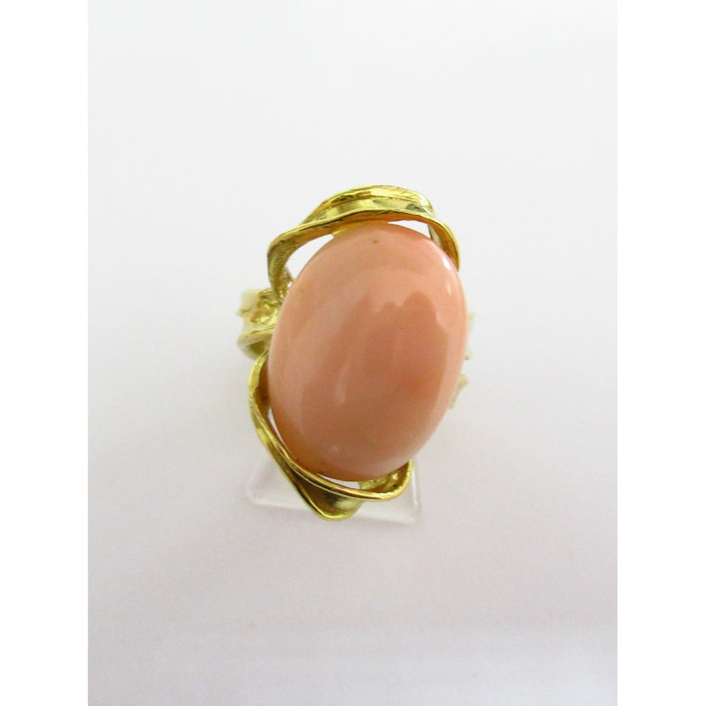 Anello fantasia donna Damiata Gioielli in oro giallo con corallo rosa 2185/102/1
