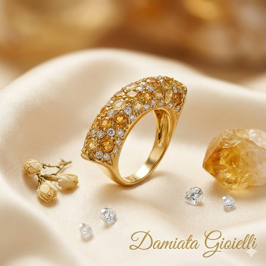Anello fantasia donna Damiata Gioielli in oro giallo con zirconi 2186/102