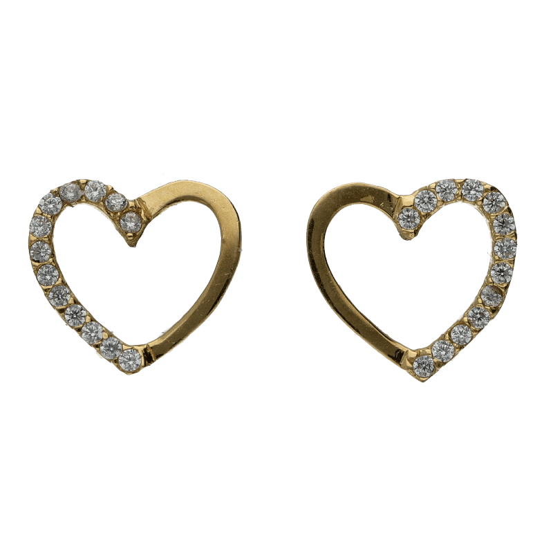 Orecchini a cuore donna Damiata Gioielli in oro giallo e zirconi 219/102/6