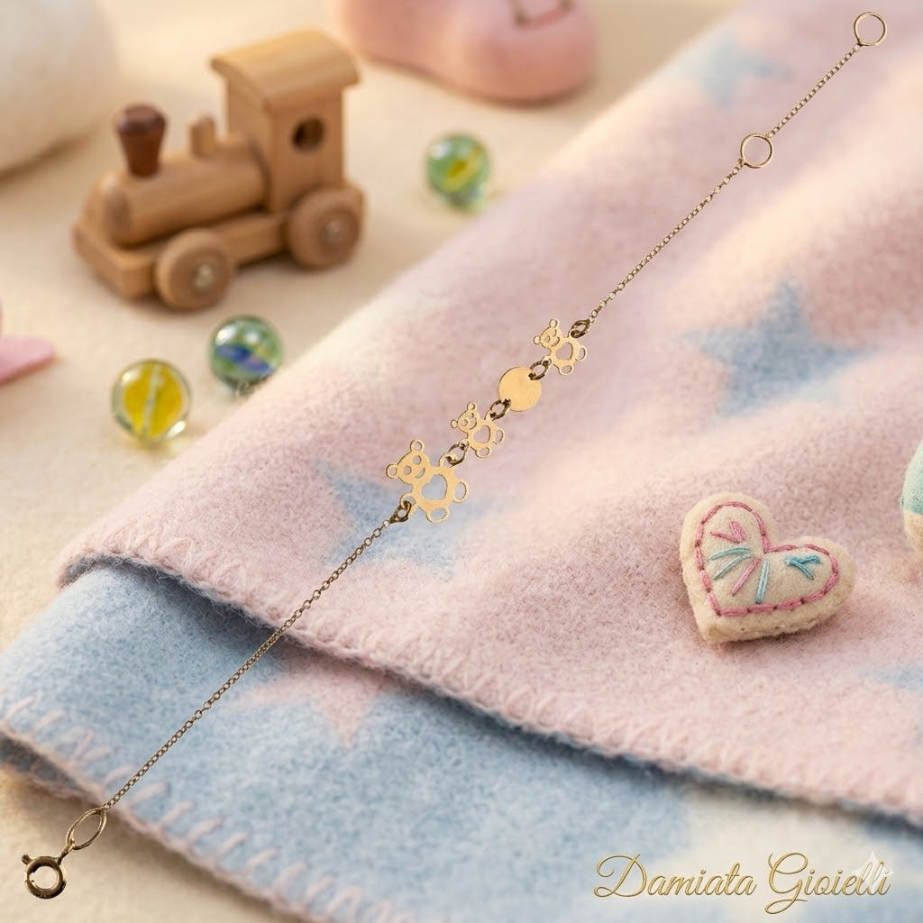 Bracciale con orsetti bambina Damiata Gioielli in oro giallo 219/102/5