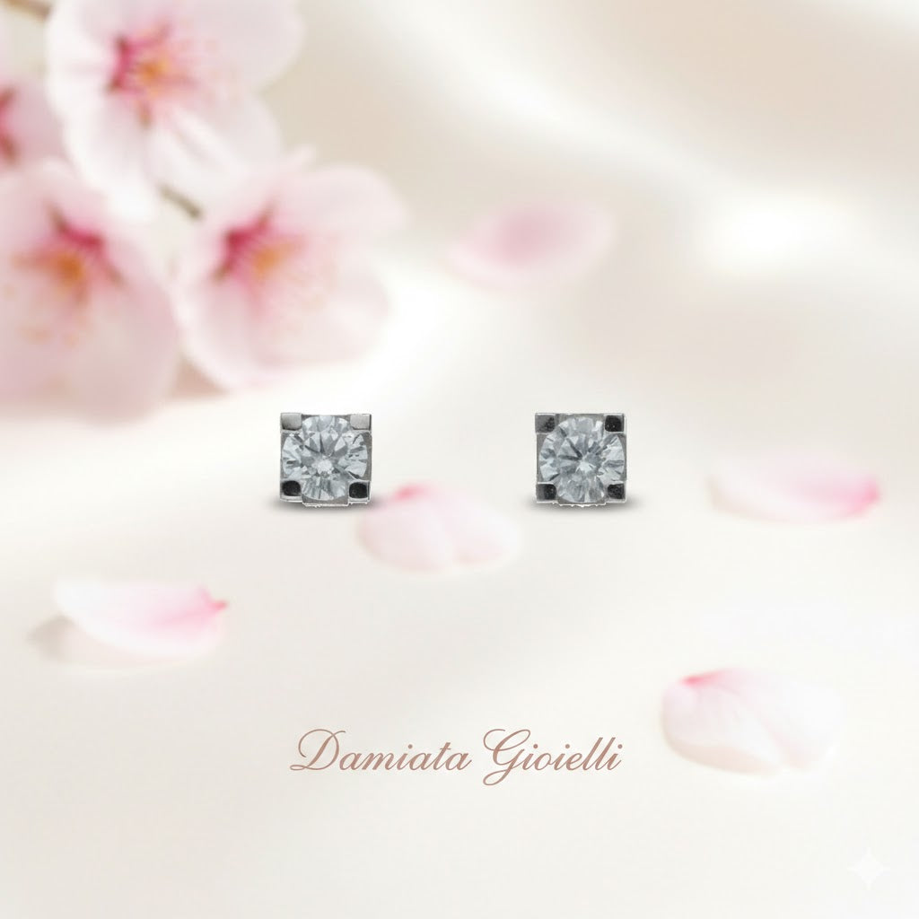 Orecchini punto luce donna Damiata Gioielli in oro bianco e zirconi 219/102/9
