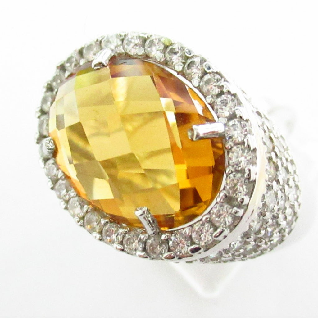 Anello fantasia donna Damiata Gioielli in oro bianco con quarzo e zirconi 2195/102