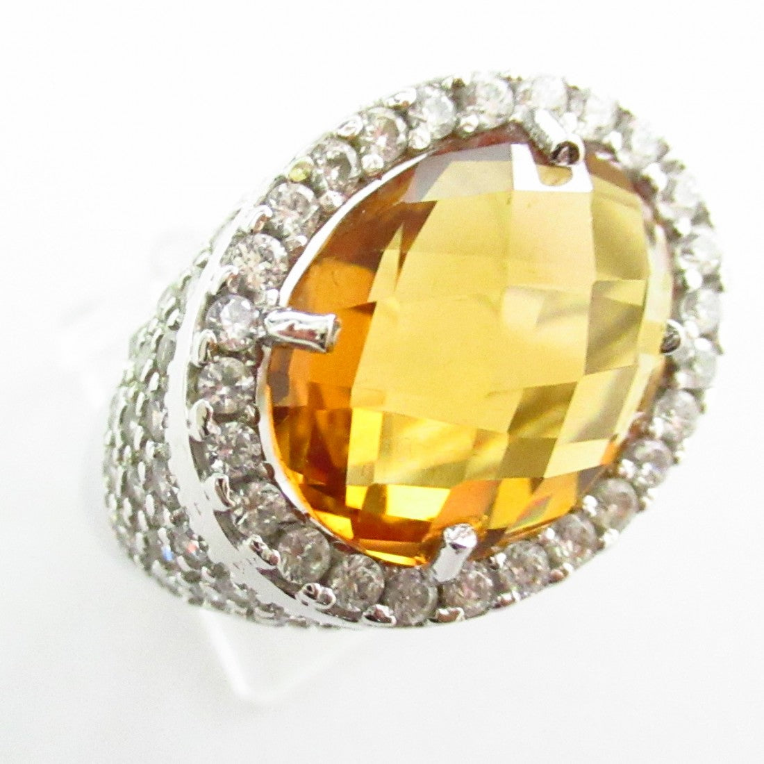 Anello fantasia donna Damiata Gioielli in oro bianco con quarzo e zirconi 2195/102
