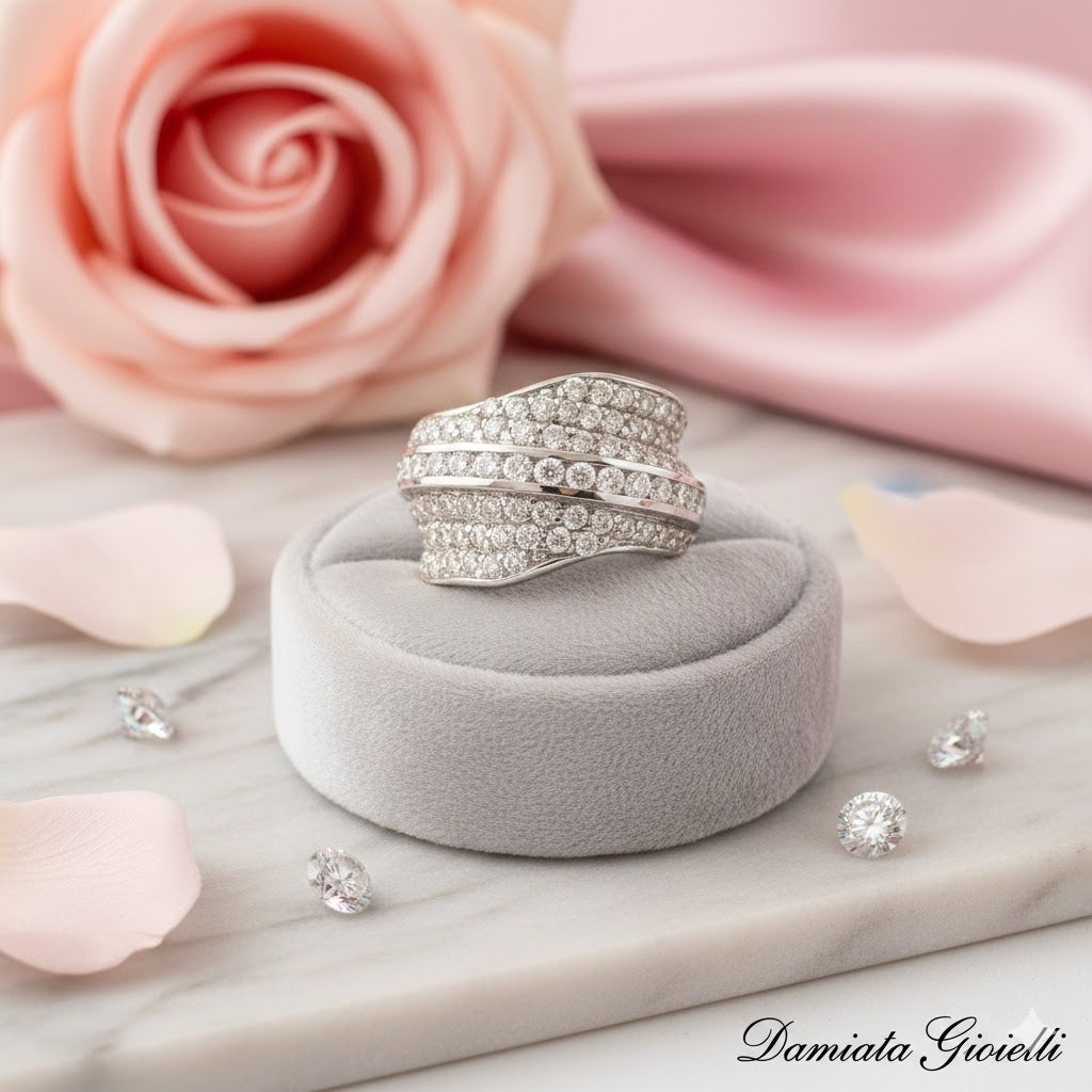 Anello donna Damiata Gioielli in oro bianco e zirconi 2198/102