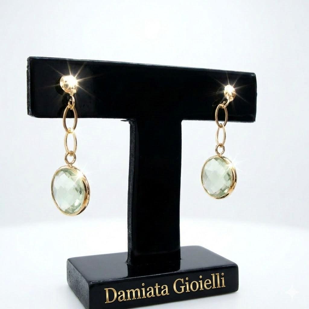 Orecchini pendenti donna Damiata gioielli in oro giallo e quarzo 220/2/102