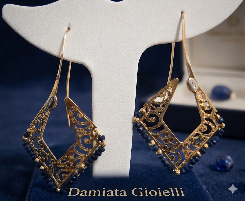 Orecchini pendenti donna Sun Day in oro giallo e spinelli blu 2211/102