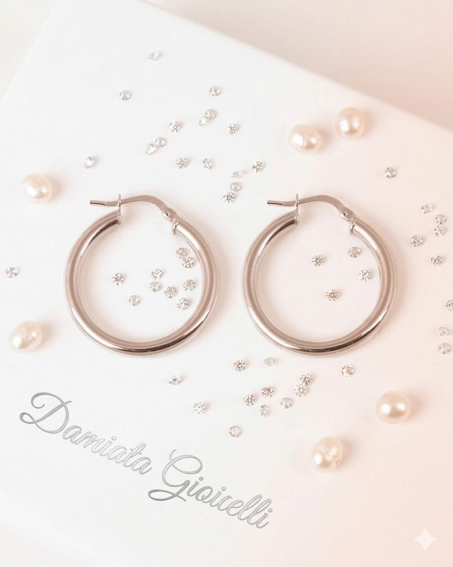 Orecchini a cerchio donna Damiata Gioielli in oro bianco 223/102/1