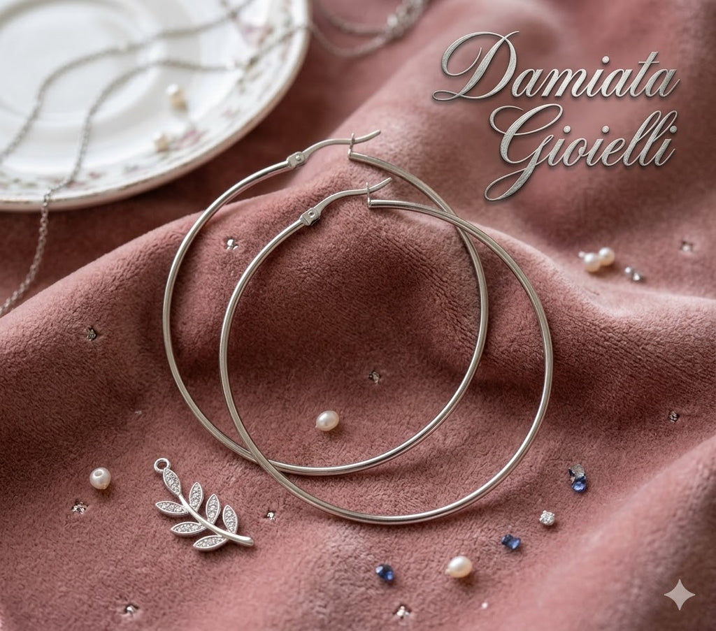 Orecchini a cerchio donna Damiata Gioielli in oro bianco 234/102