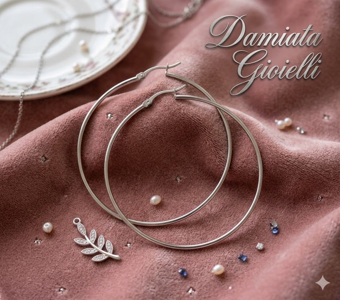 Orecchini a cerchio donna Damiata Gioielli in oro bianco 234/102