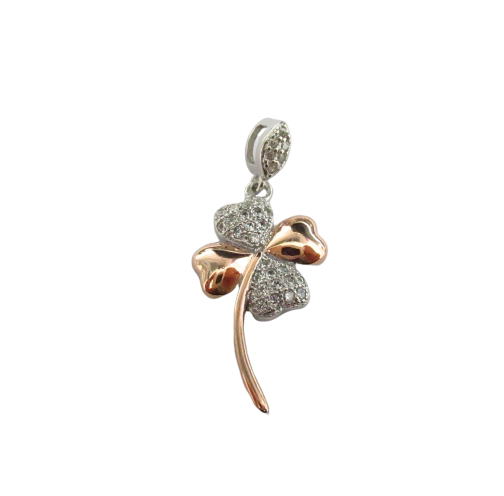 Charm fiore donna Trova Gioielli in argento bicolore e zirconi 2352-BR