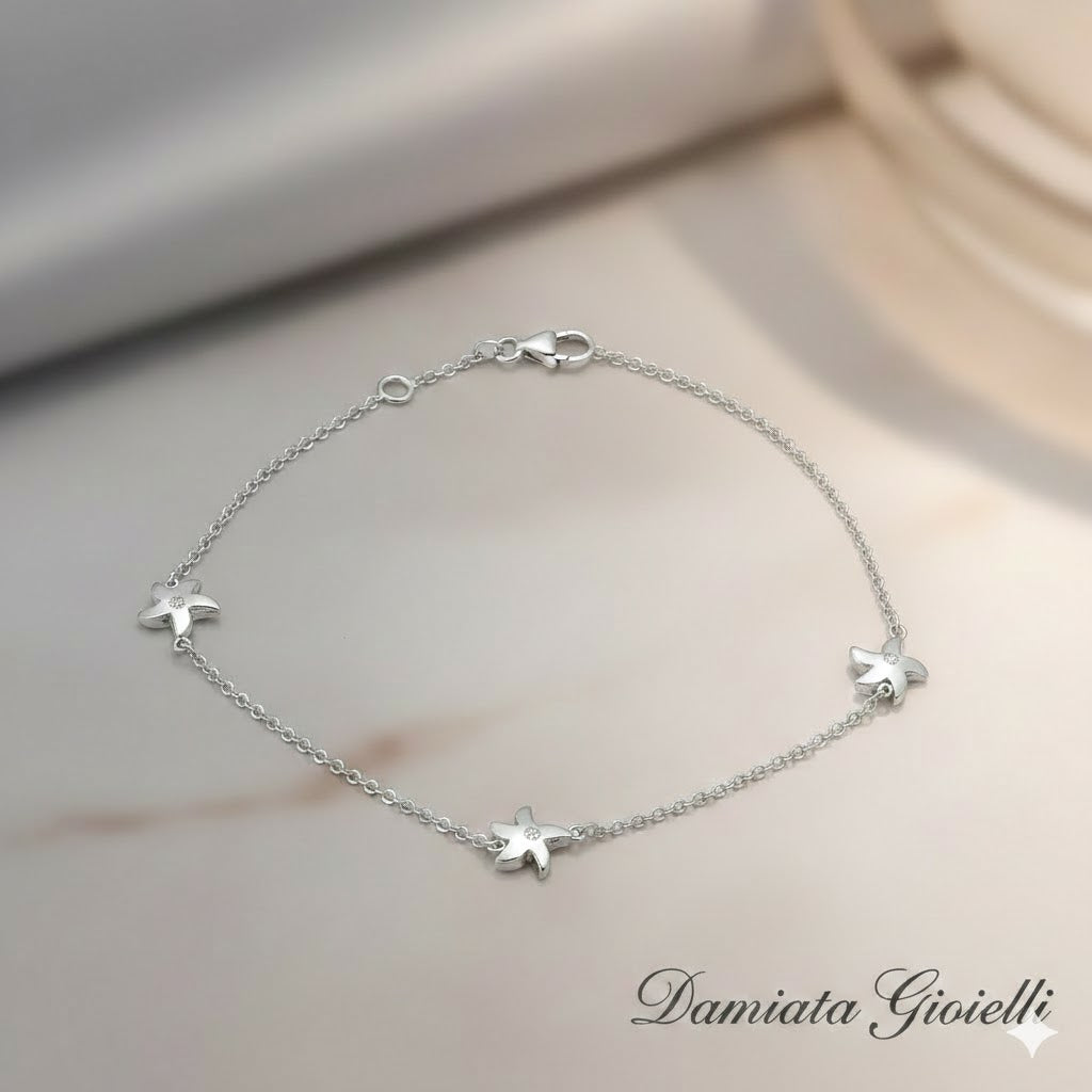 Bracciale con stelle marine donna Damiata Gioielli in oro bianco e zirconi 238/2/102