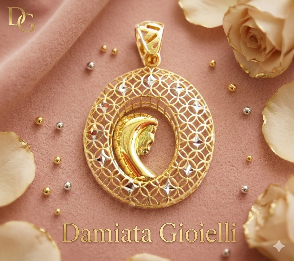 Ciondolo con Madonna per donna Damiata Gioielli in oro giallo e bianco 238/2/102/1