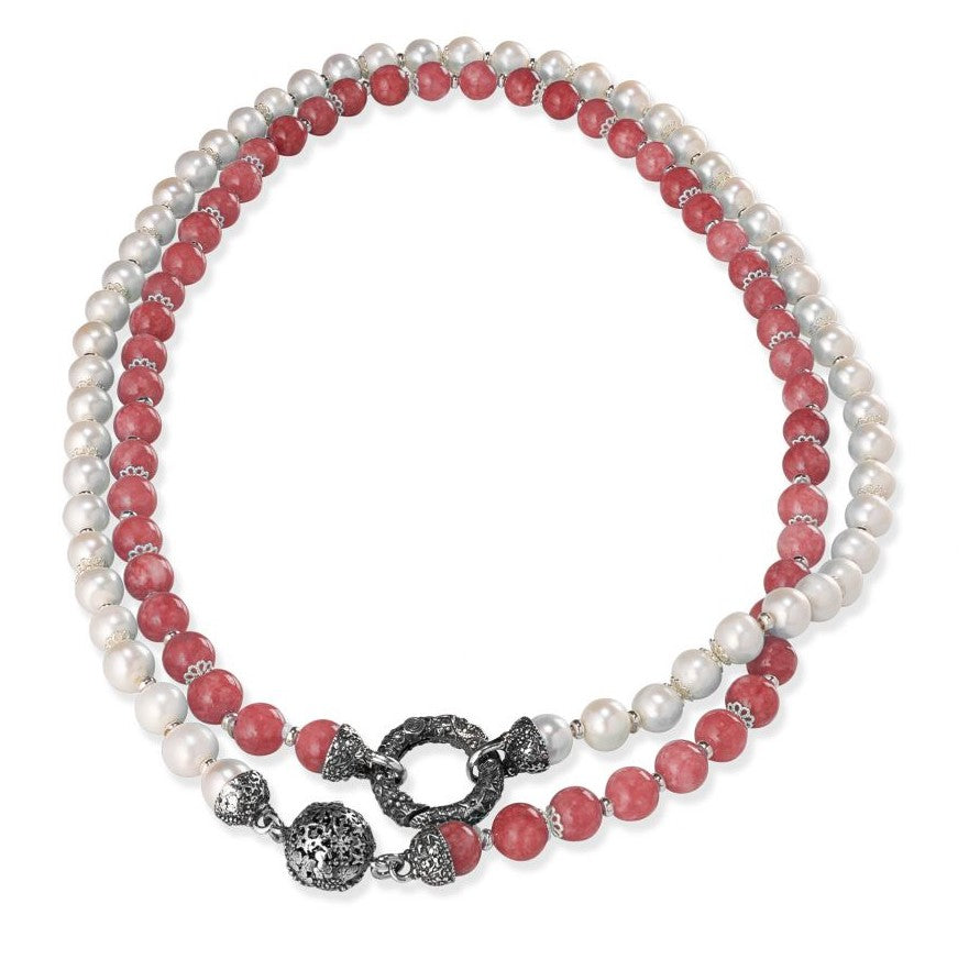 Collana donna Gerardo Sacco in argento, perle e giada milk 28015