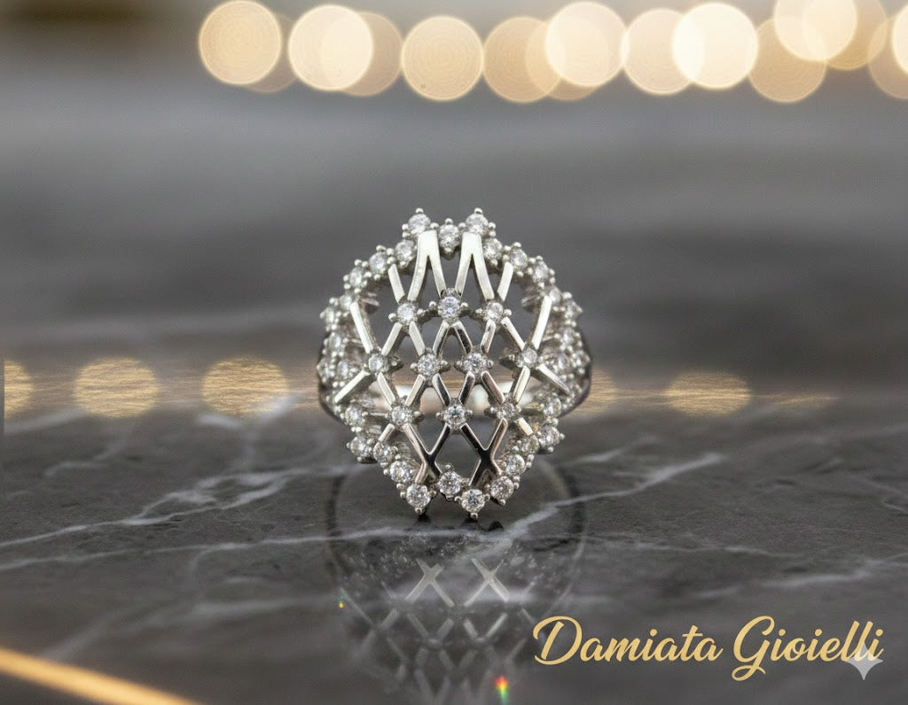 Anello donna Damiata Gioielli in oro bianco e zirconi 288/102