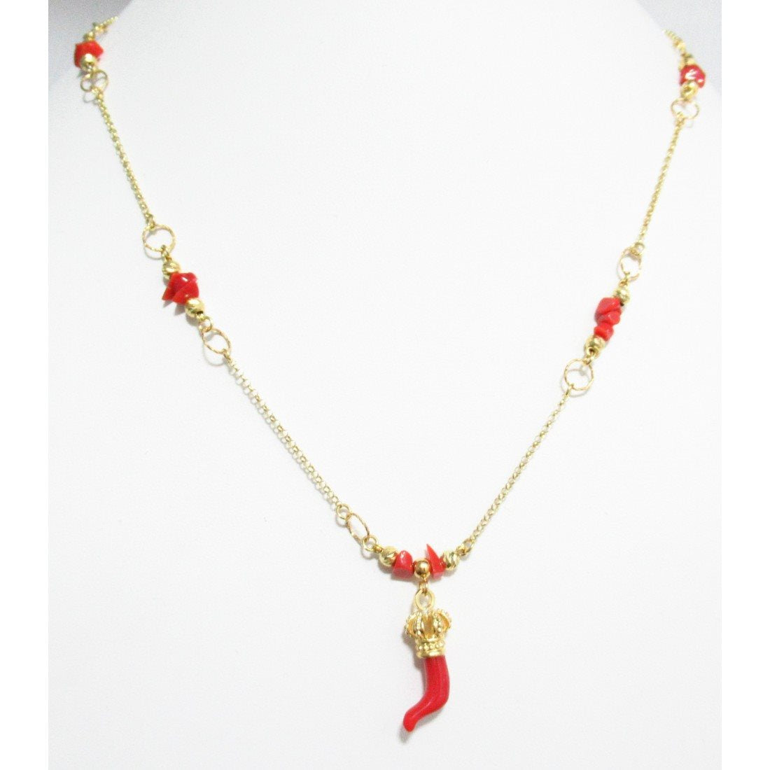 Collana corno portafortuna donna Soara in argento e corallo 2AGCR0597G