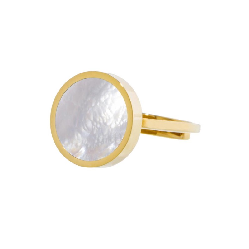 Anello unisex Marlù in acciaio dorato e madreperla 2AN0030G-S