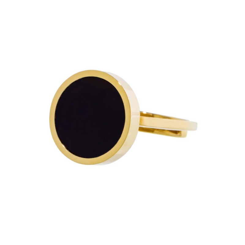 Anello unisex Marlù in acciaio dorato e onice nero 2AN0031G-S