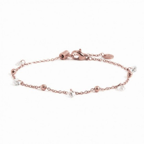 Bracciale donna Marlù in acciaio rosè e zirconi bianchi 2BR0061R-W
