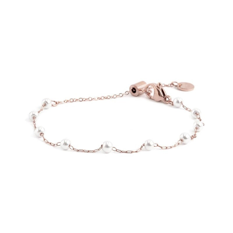 Bracciale donna Marlù in acciaio rosè con perle 2BR0070R-W