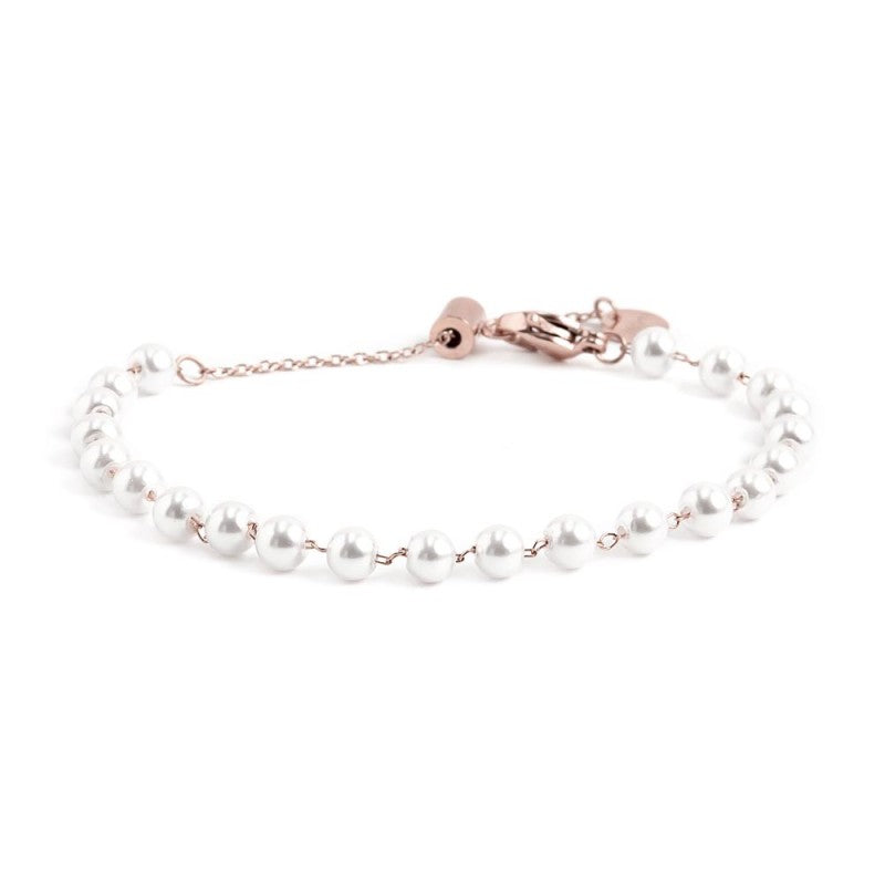 Bracciale donna Marlù in acciaio rosè con perle 2BR0090R-W