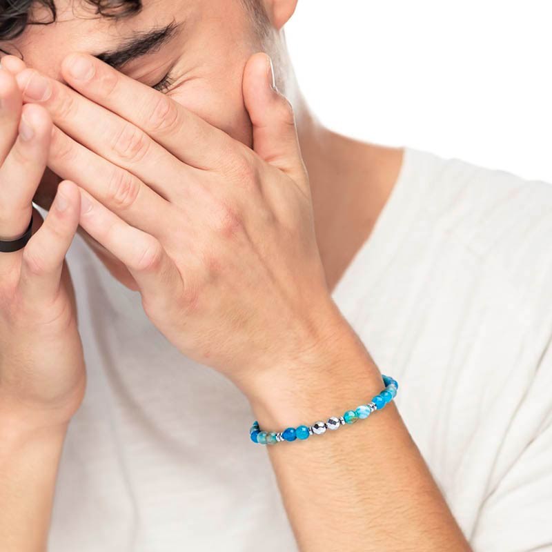 Bracciale unisex Marlù in acciaio e agata multicolore 2BR0098-A
