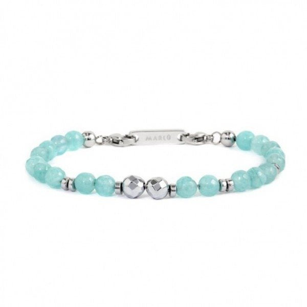 Bracciale unisex Marlù in acciaio, ematite e acqua marina 2BR0098-AM