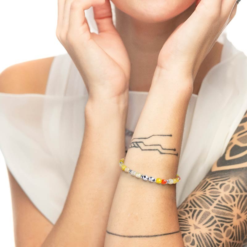 Bracciale unisex Marlù in acciaio e agata multicolore 2BR0098-G
