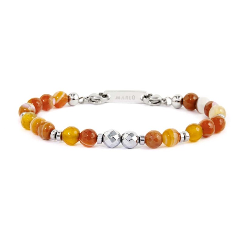 Bracciale unisex Marlù in acciaio e agata multicolore 2BR0098-G