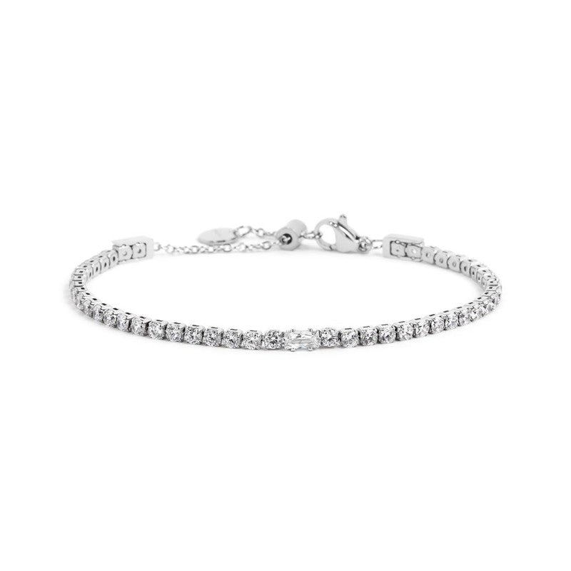 Bracciale tennis donna Marlù in acciaio con cristalli bianchi 2BR0106-W