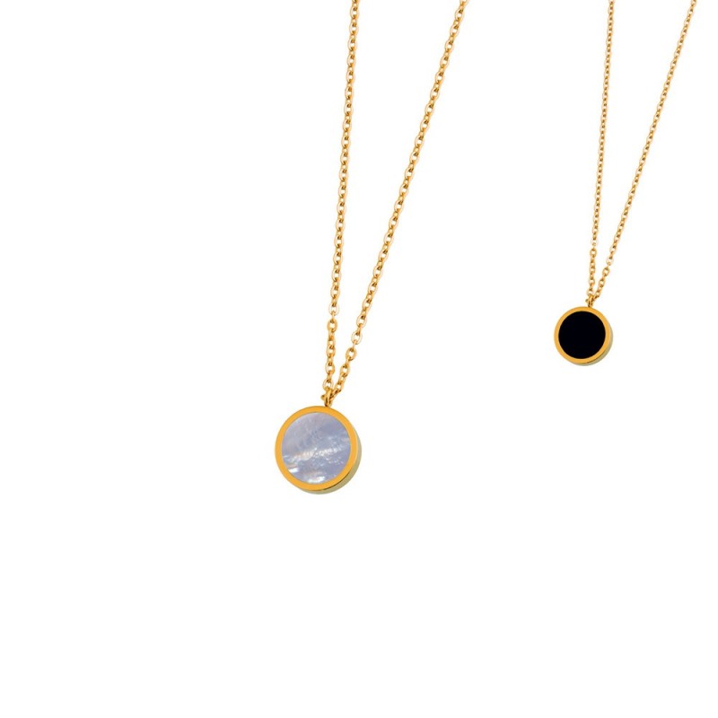 Collana donna Marlù in acciaio dorato, acrilico e madreperla 2CN0044G