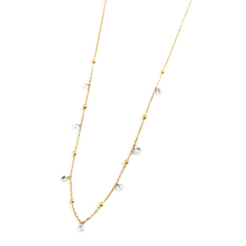 Collana donna Marlù Be Woman in acciaio dorato e cristalli 2CO0064G-W