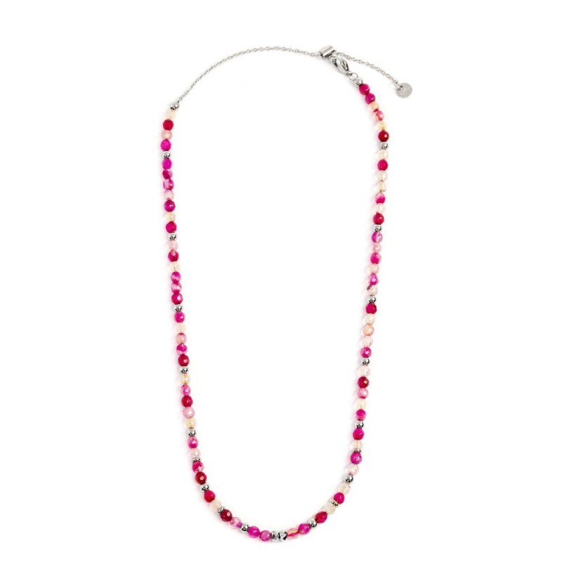 Collana unisex Marlù in acciaio con agata sfaccettata 2CO0073-LF