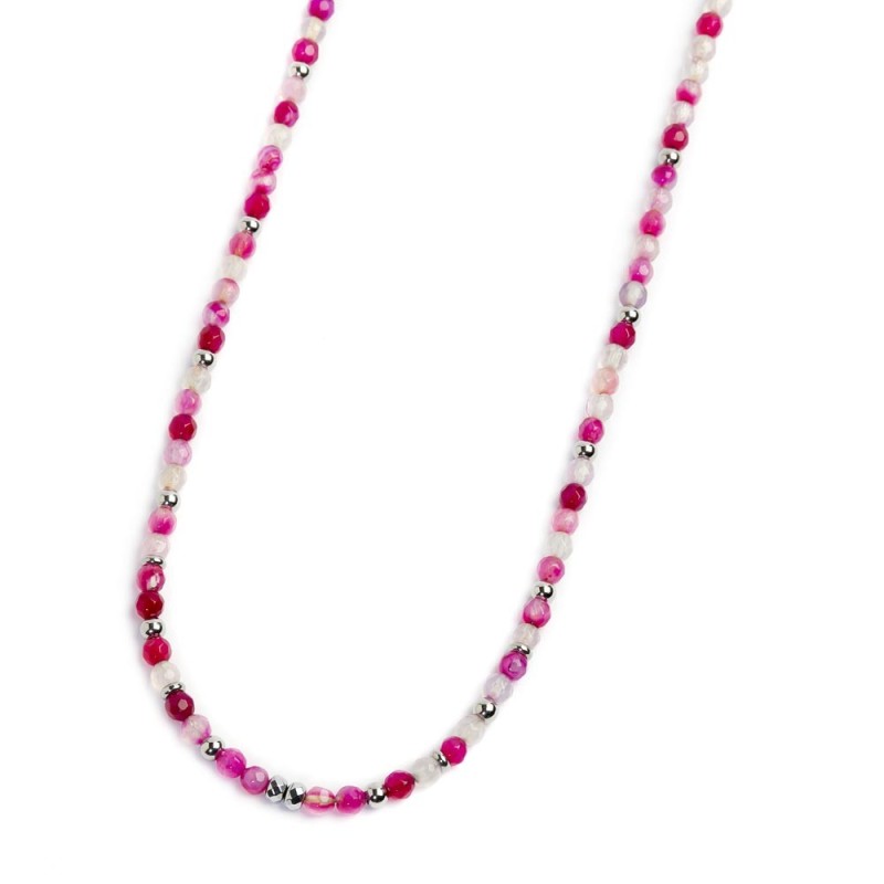 Collana unisex Marlù in acciaio con agata sfaccettata 2CO0073-LF