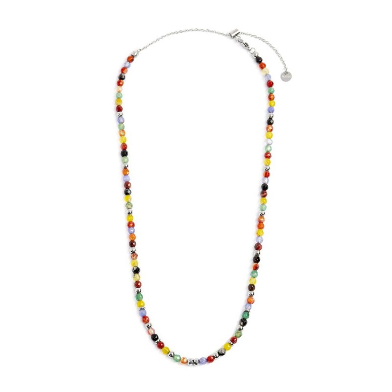 Collana unisex Marlù in acciaio con agata sfaccettata 2CO0073-RGB
