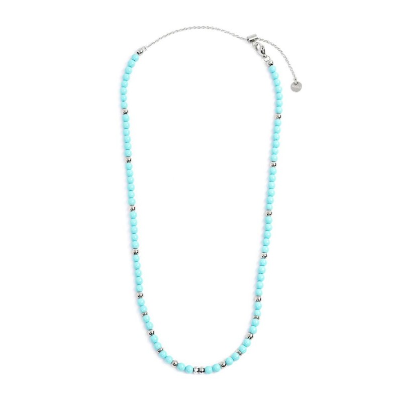 Collana unisex Marlù in acciaio con agata sfaccettata 2CO0074-T