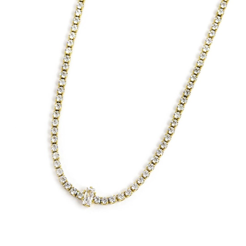 Collana tennis donna Marlù in acciaio dorato e zirconi 2CO0076G-W