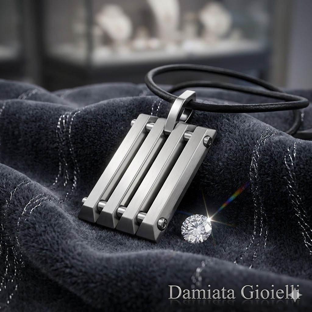 Collana Chimento uomo in acciaio e cordino nero 2G03814ZZ5500