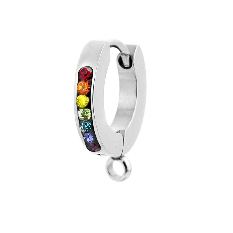 Monorecchino a cerchio donna Marlù in acciaio con cristalli 2OR0054-RGB