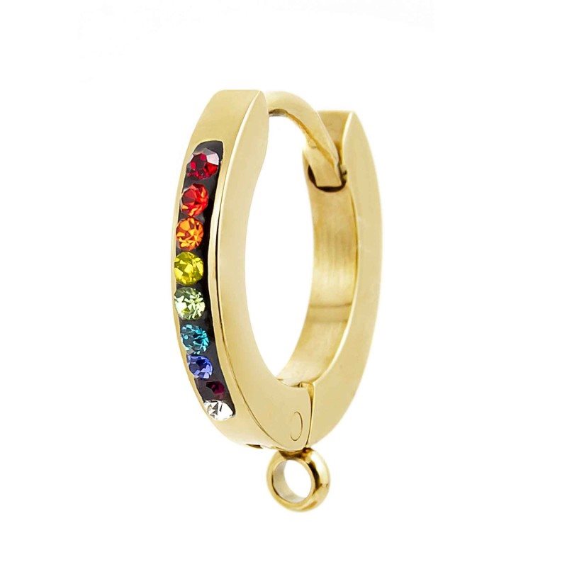 Monorecchino a cerchio donna Marlù in acciaio dorato e cristalli 2OR0055G-RGB