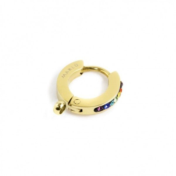 Monorecchino a cerchio donna Marlù in acciaio dorato e cristalli 2OR0055G-RGB