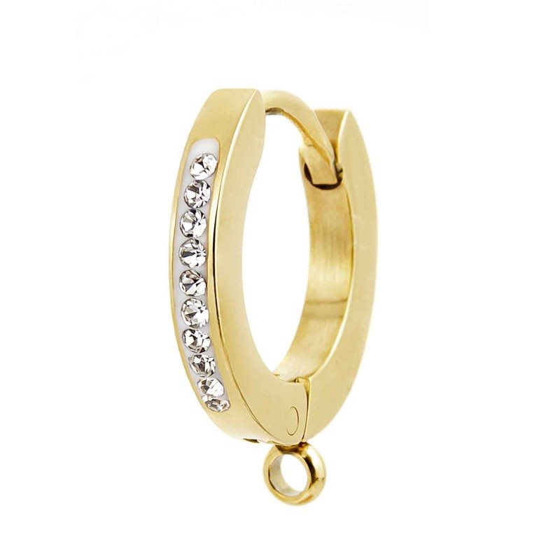 Monorecchino donna Marlù in acciaio dorato e cristalli 2OR0055G-W