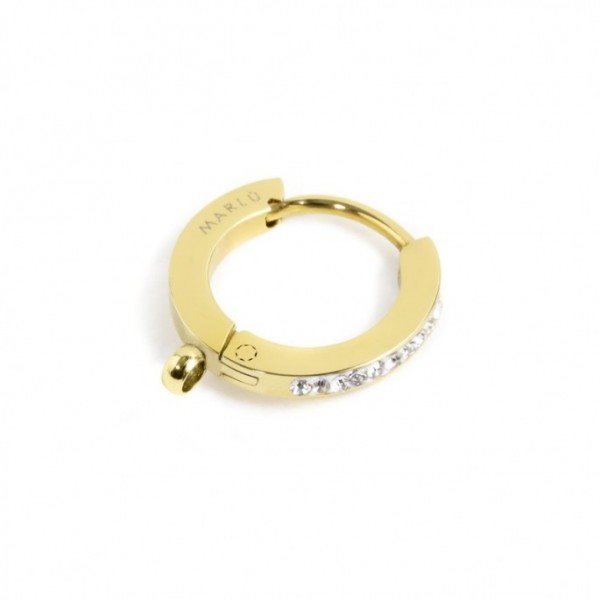 Monorecchino donna Marlù in acciaio dorato e cristalli 2OR0055G-W